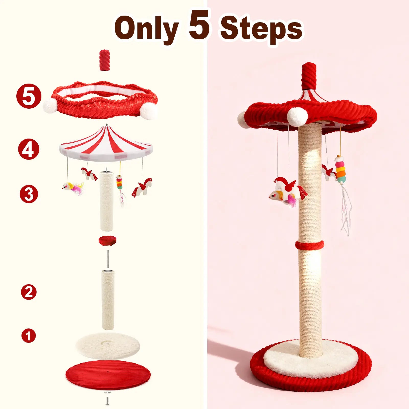 Carousel Sisal Cat Scratching Post,Cat Stuff ,Circus Umbrella Inter Active Toy Cat Tree for Indoor Kitten Adult Cats