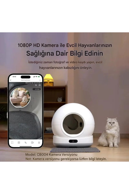 CB001 Akıllı Otomatik Kedi Tuvaleti, APP ile Kontrol, 75lt İç Hazne, 7lt Çöp Haznesi