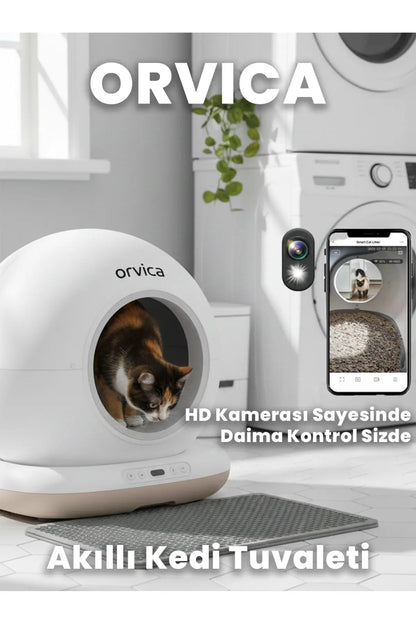 CB001 Akıllı Otomatik Kedi Tuvaleti, APP ile Kontrol, 75lt İç Hazne, 7lt Çöp Haznesi