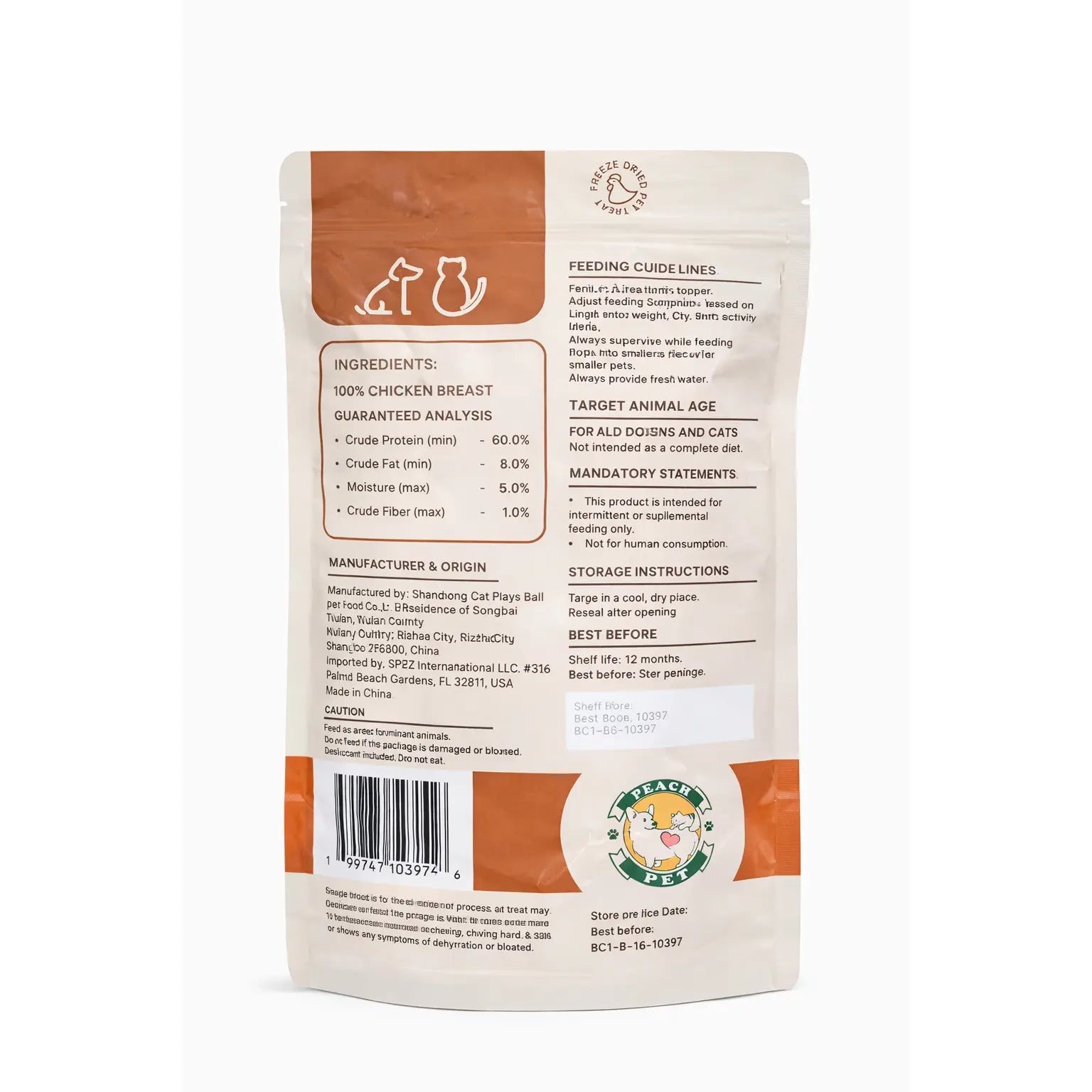 Freeze Dried Chicken Breast Treats for Dogs & Cats, High Protein Training Pet Snacks, 3.5Oz