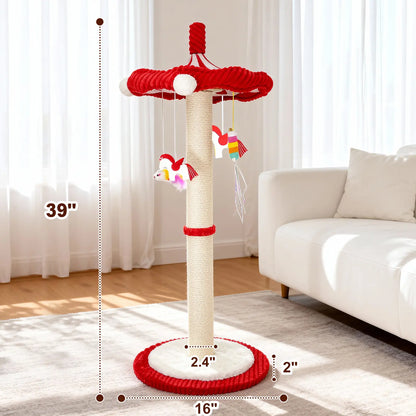 Carousel Sisal Cat Scratching Post,Cat Stuff ,Circus Umbrella Inter Active Toy Cat Tree for Indoor Kitten Adult Cats