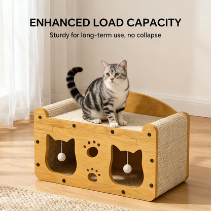 Small Size, Wooden Base, Geometric Patterns, Detachable Parts, Durable Pet Furniture, Spacious and Comfortable Bed, Indoor Cat Supplies with Scratching Surfaces Play Tree Gothic Natural Sisal Scratcher Interactive Ball Toy