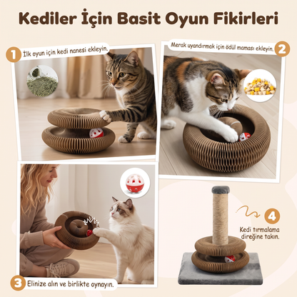 İnteraktif Kedi Oyun Tüneli | Birleştirilebilir Tırmalama Oyuncağı