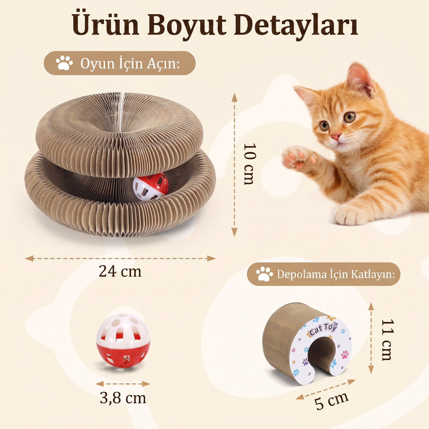 İnteraktif Kedi Oyun Tüneli | Birleştirilebilir Tırmalama Oyuncağı