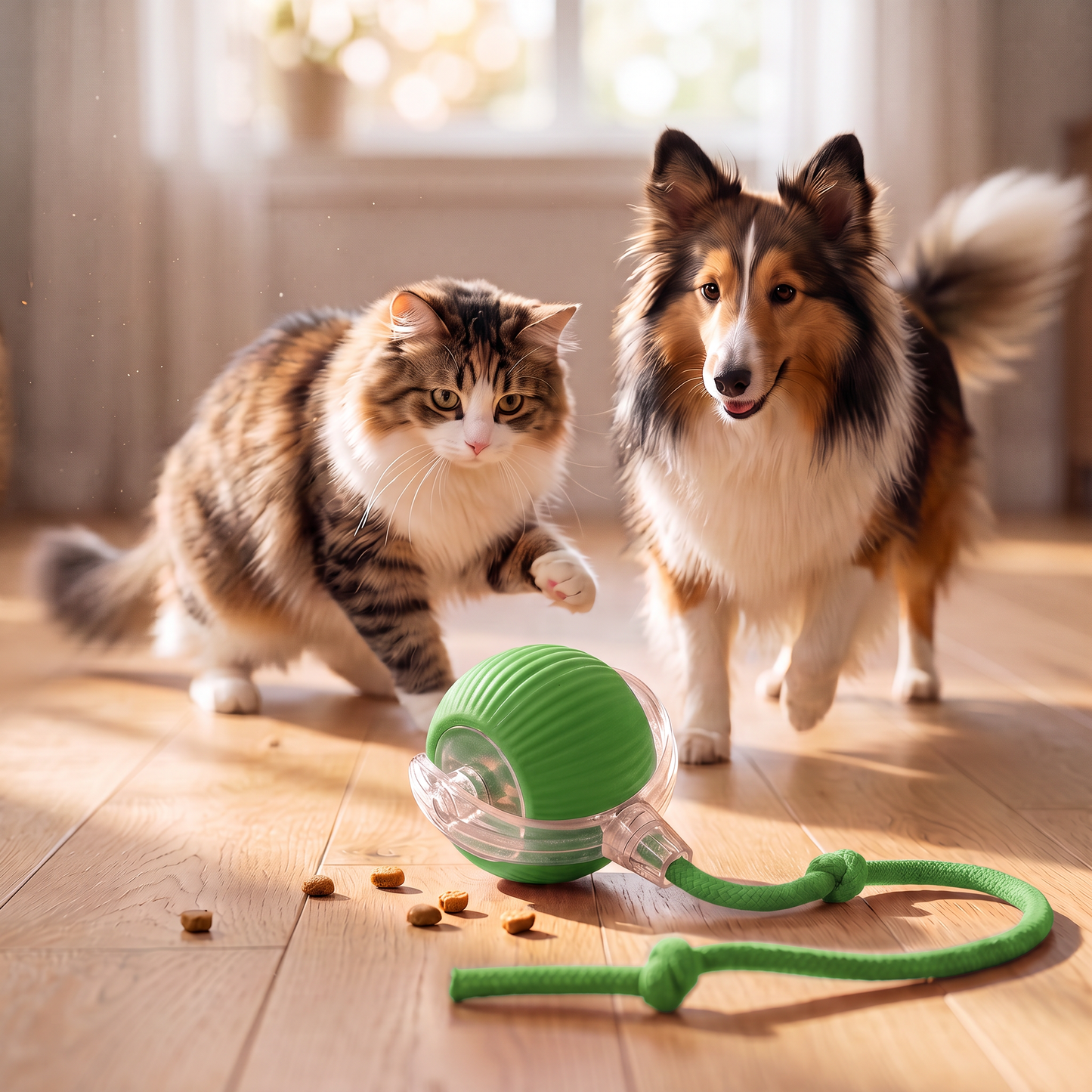 Şarjlı İnteraktif Kedi Oyuncağı | Titreşimli Hareketli Top ve İpli Av Oyuncağı