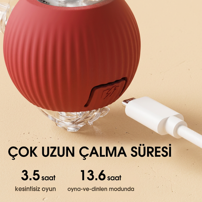 Şarjlı İnteraktif Kedi Oyuncağı | Titreşimli Hareketli Top ve İpli Av Oyuncağı