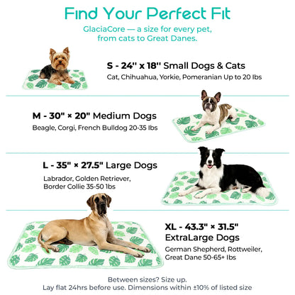 Dog Cooling Mat for Dogs & Cats, Soft Breathable Cooling Pad for Dog Bed, 23"X18" Self Cooling Crate Mat for Dogs, No Gel Washable Non-Slip Pet Cooling Mat Indoor Outdoor, Leaf
