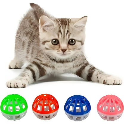 Renkli Çıngıraklı Kedi Topu Seti | 4’lü İnteraktif Oyun Topu