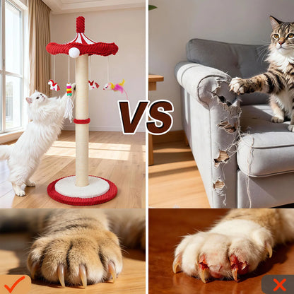 Carousel Sisal Cat Scratching Post,Cat Stuff ,Circus Umbrella Inter Active Toy Cat Tree for Indoor Kitten Adult Cats