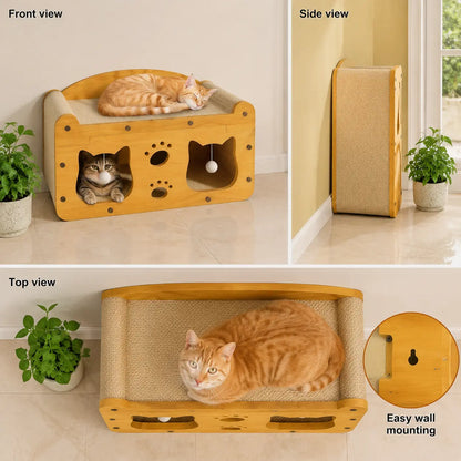 Small Size, Wooden Base, Geometric Patterns, Detachable Parts, Durable Pet Furniture, Spacious and Comfortable Bed, Indoor Cat Supplies with Scratching Surfaces Play Tree Gothic Natural Sisal Scratcher Interactive Ball Toy
