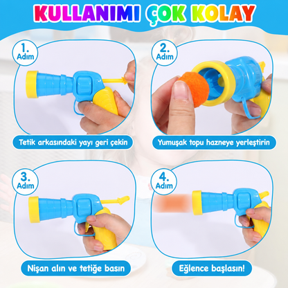 JollyGun™ Peluş Top Fırlatan Kedi Oyuncağı | İnteraktif Av Oyunu