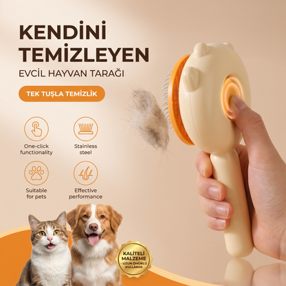 Paslanmaz çelik uçlu kedi ve köpek tüy bakım tarağı