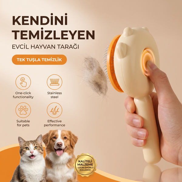 Paslanmaz çelik uçlu kedi ve köpek tüy bakım tarağı