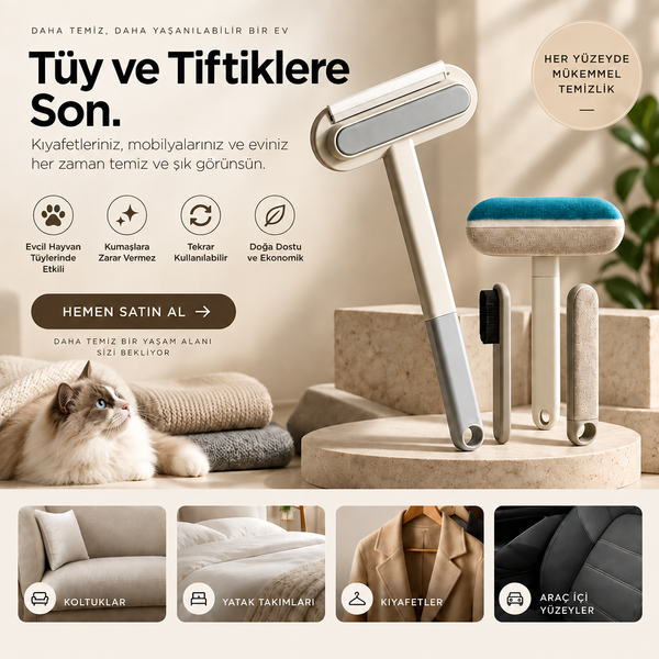 Kedi Köpek Tüy Toplayıcı | Uzun Saplı Çok Amaçlı Tüy Temizleme Aparatı